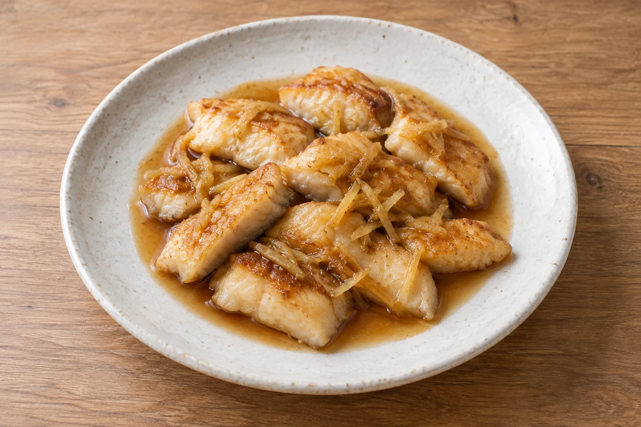 キュウセンのしょうが焼きの完成イメージ・AI生成