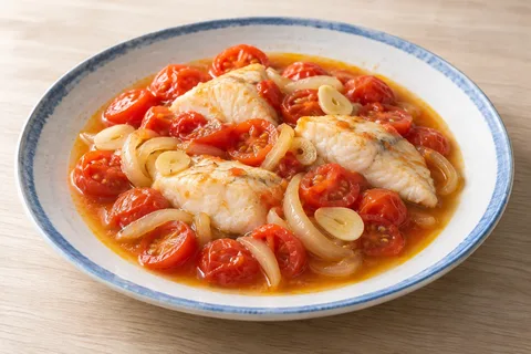 トマトとにんにくの蒸し煮のAI生成イメージ