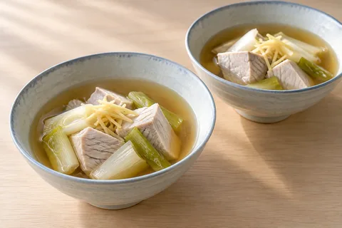 ねぎとしょうがのすまし煮のAI生成イメージ