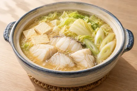 野菜と魚のみそ鍋のAI生成イメージ