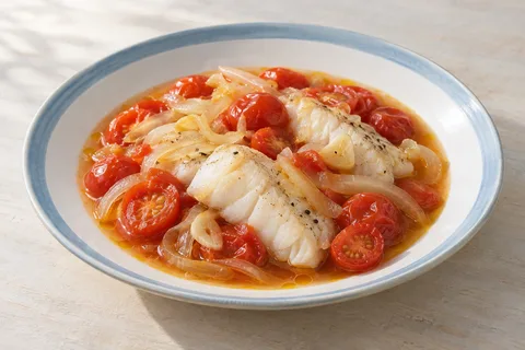 トマトとにんにくの蒸し煮のAI生成イメージ