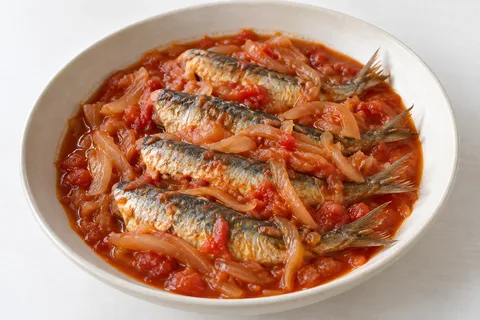 いわしと玉ねぎのトマト煮のAI生成イメージ