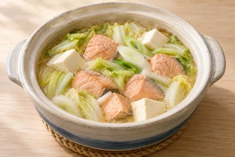 野菜と魚のみそ鍋のAI生成イメージ