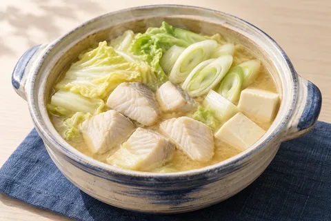 野菜と魚のみそ鍋のAI生成イメージ