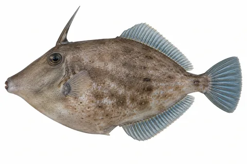ウマヅラハギをモデルにしたAI生成イラスト。釣果・食用判定の根拠ではありません