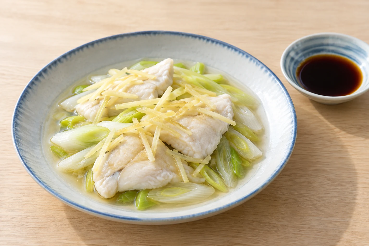 ねぎとしょうがの酒蒸しの完成イメージ